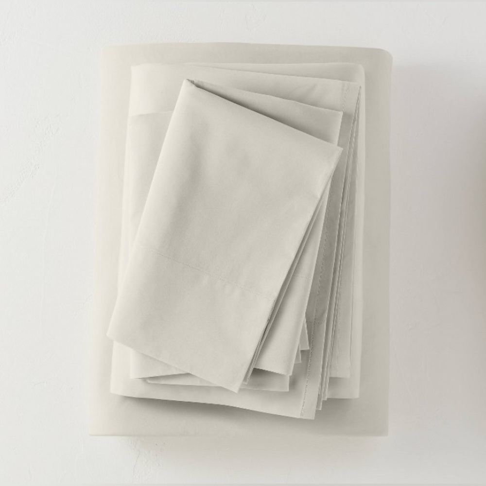 New Casaluna Supima Percale Washed King Solid Sheet Set in Natural